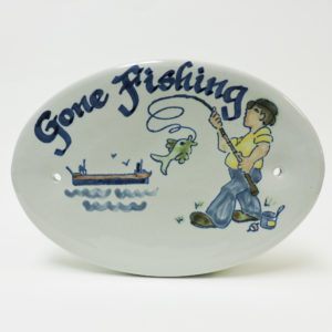 Gone Fishing 8 Inch Oval Plaque